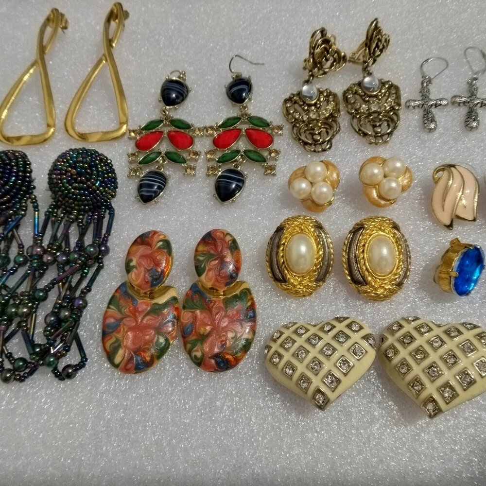 Vintage to modern lot of 11 pairs of earrings.